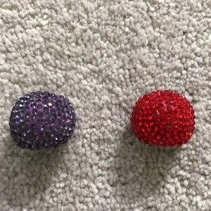Red and Purple Crystal Rings